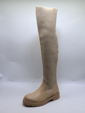 Kozaki damskie na płaskim (36-41) HQ327 KHAKI