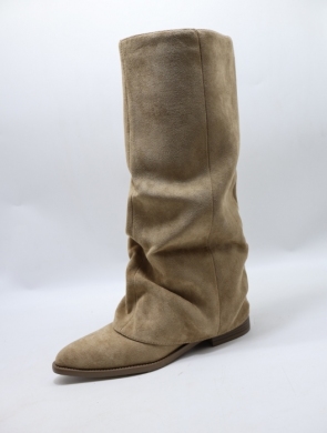 Kozaki damskie ocieplane na płaskim (36-41) LA3129 KHAKI