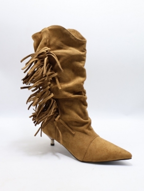 Kozaki damskie na szpilce (36-41) 68360 CAMEL