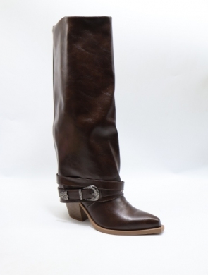 Kozaki damskie na obcasie (36-41) 7655A BROWN