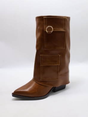 Kozaki damskie ocieplane na obcasie (36-41) FC77 CAMEL