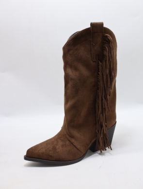 Kozaki damskie ocieplane na obcasie (36-41) RQ551 BROWN