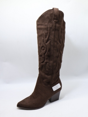 Kozaki damskie na obcasie (36-41) 9697A-1 BROWN