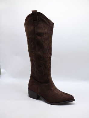Kozaki damskie na obcasie (36-41) 8637 BROWN