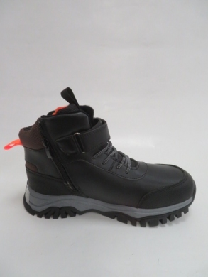 Botki chłopięce ocieplane (32-37) F829 BLACK/ORANGE