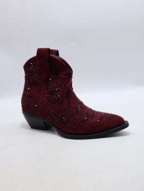 Botki damskie na obcasie (36-41) 7663 WINE
