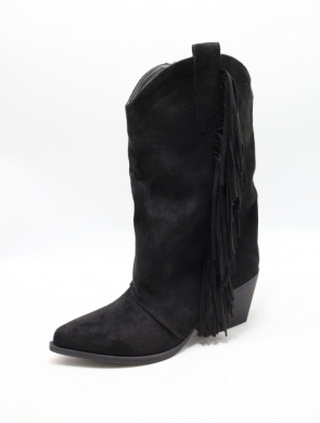 Kozaki damskie ocieplane na obcasie (36-41) RQ551 BLACK