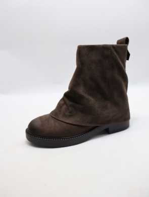 Botki damskie na płaskim (36-41) 68357 BROWN/SU