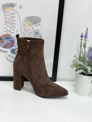 Botki damskie na obcasie (36-41) E5133-6 BROWN