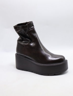 Botki damskie na koturnie (36-41) 9256 BROWN
