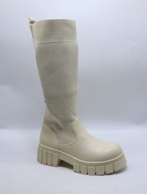 Kozaki damskie na płaskim (36-41) RQ438 BEIGE