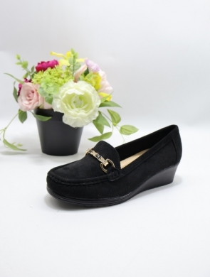 Mokasyny damskie na koturnie (36-41) JS117-3 BLACK