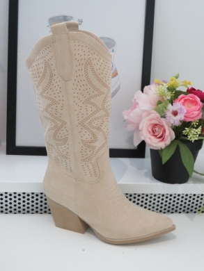 Kozaki damskie na obcasie (36-41) RQ457 BEIGE
