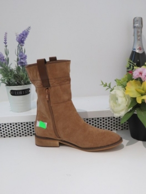 Kozaki damskie na płaskim (36-41) 9563 CAMEL