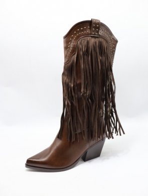 Kozaki damskie na obcasie (36-41) 5298 BROWN