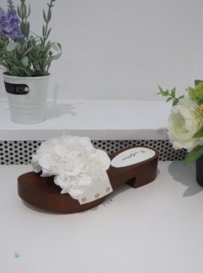Klapki damskie na obcasie (36-41) MS9050 WHITE
