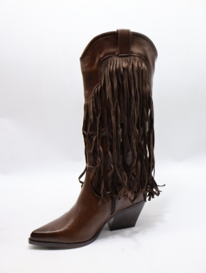 Kozaki damskie na obcasie (36-41) 9257 BROWN