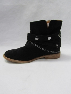 Botki damskie ocieplane na płaskim (36-41) 3705 BLACK