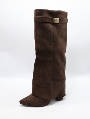 Kozaki damskie na obcasie (36-41) 9501 BROWN