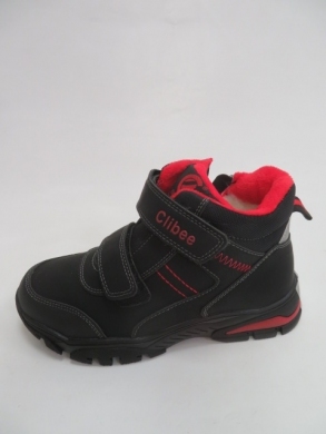 Botki chłopięce ocieplane (31-36) P547 BLACK/RED