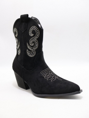 Kozaki damskie ocieplane na obcasie (36-41) 5525 BLACK