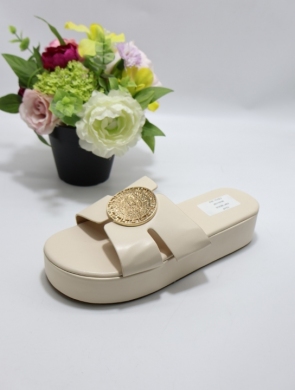 Klapki damskie na koturnie (36-41) F387 BEIGE