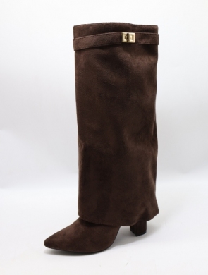 Kozaki damskie ocieplane na obcasie (36-41) HQ379-1 BROWN