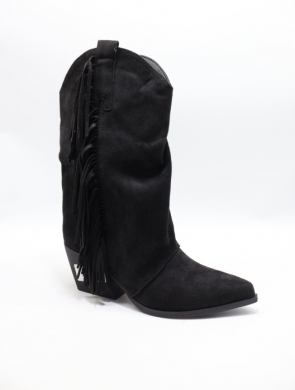 Kozaki damskie ocieplane na obcasie (36-41) RQ551 BLACK