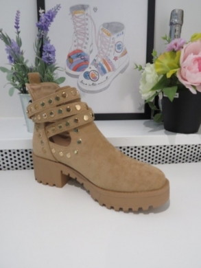 Botki damskie na obcasie (36-41) 8385 BEIGE