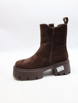 Botki damskie ocieplane na obcasie (36-41) DH40109 BROWN