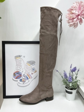 Kozaki damskie na płaskim (36-41) F166 KHAKI