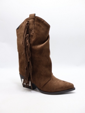 Kozaki damskie ocieplane na obcasie (36-41) RQ551 BROWN