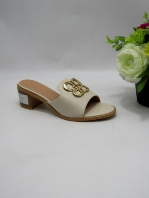 Klapki damskie na obcasie (36-41) 89222D BEIGE
