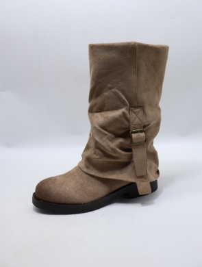 Kozaki damskie na płaskim (36-41) NOM-20 KHAKI