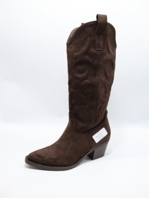 Kozaki damskie na obcasie (36-41) 7689A-1 BROWN