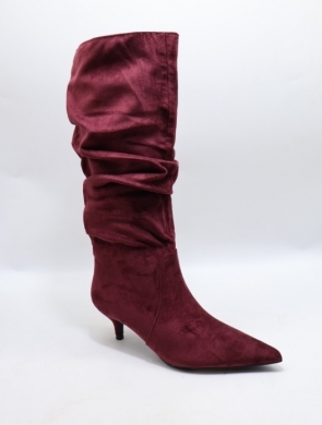 Kozaki damskie na szpilce (36-41) B-689 WINE