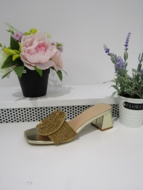 Klapki damskie na obcasie (36-41) B1639-172 GOLD