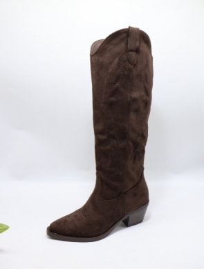 Kozaki damskie na obcasie (36-41) 7688A-1 BROWN