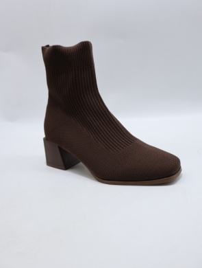 Botki damskie na obcasie (36-41) 9503A BROWN
