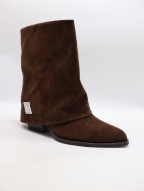 Kozaki damskie ocieplane na obcasie (36-41) BM178 BROWN