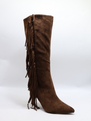 Kozaki damskie na szpilce (36-41) DQR9222 BROWN