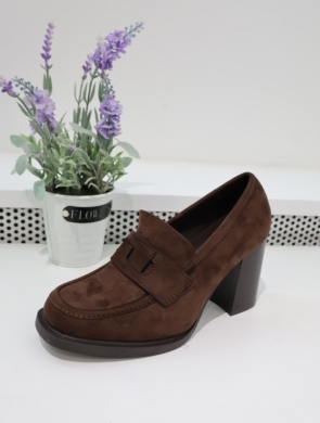 Półbuty damskie na obcasie (36-41) 9284 BROWN