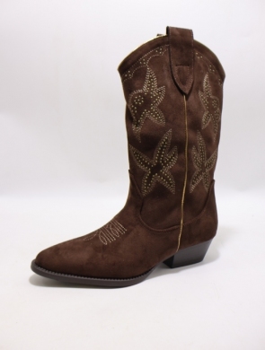 Kozaki damskie ocieplane na obcasie (36-41) A-982 BROWN