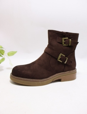 Botki damskie na płaskim  (36-41) 7276 BROWN
