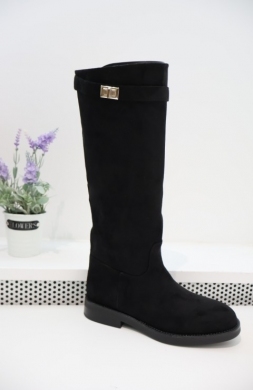 Kozaki damskie na płaskim (36-41) WZ18 BLACK