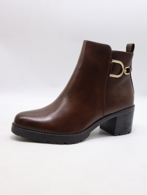 Botki damskie ocieplane na obcasie (36-41) 1367 BROWN
