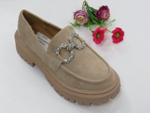 Mokasyny damskie na płaskim (36-41) 333-193 BEIGE