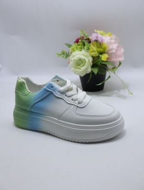 Buty sportowe damskie na płaskim (38-40) 019-66 WHITE/GREEN