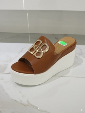 Klapki damskie na koturnie (36-41) 6688-09 CAMEL