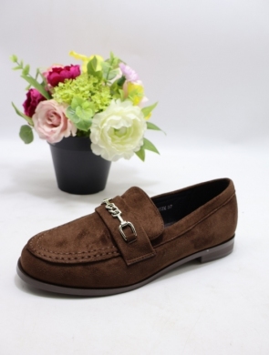 Mokasyny damskie na płaskim (36-41) H8-1053 BROWN